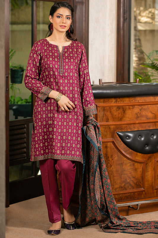 Unstitched 3 Piece Printed Linen Viscose Suit