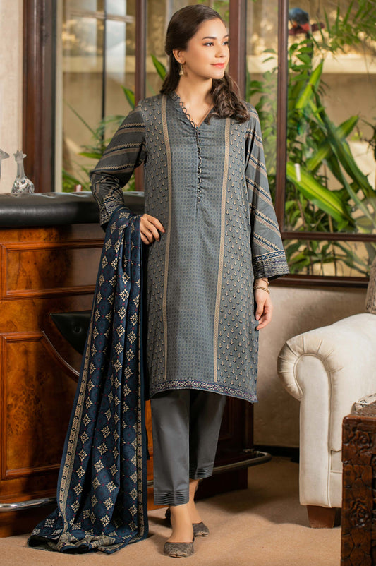 Unstitched 3 Piece Printed Linen Viscose Suit