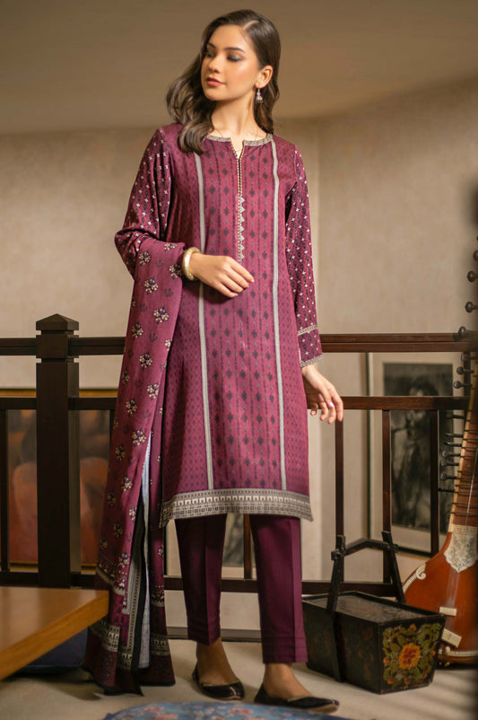 Unstitched 3 Piece Printed Linen Viscose Suit