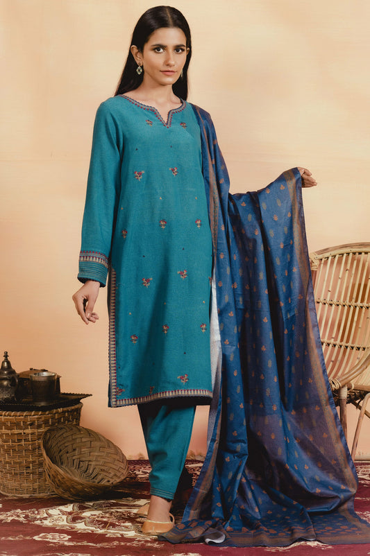 Unstitched 3 Piece Embroidered Karandi Suit