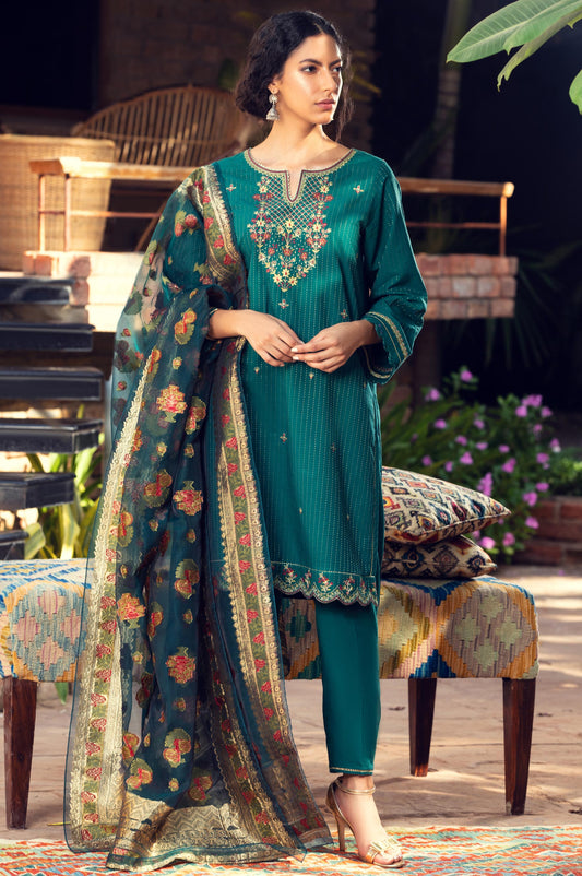 Unstitched 3 Piece Embroidered Dobby Maysuri Suit