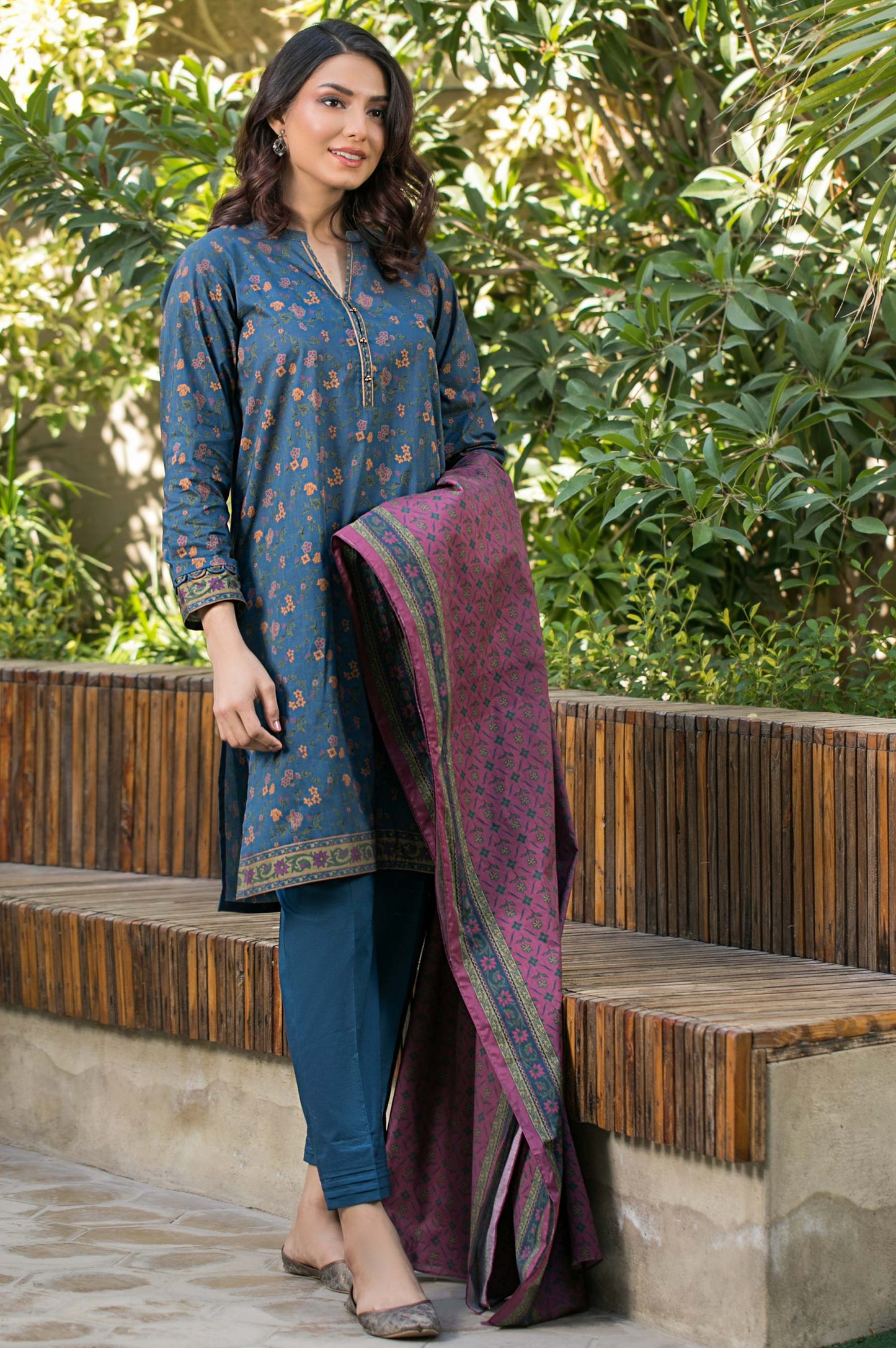 Stitched 3 Piece Printed Cambric Suit