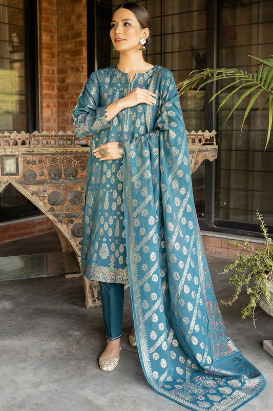 Unstitched 3 Piece Jacquard Suit with Jacquard Dupatta