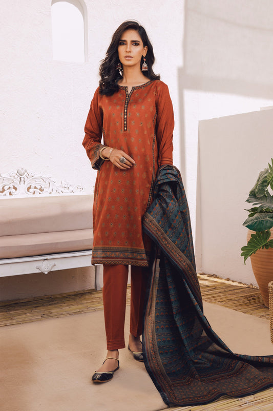 Unstitched 3 Piece Printed Lawn Suit with Cotton Net Dupatta