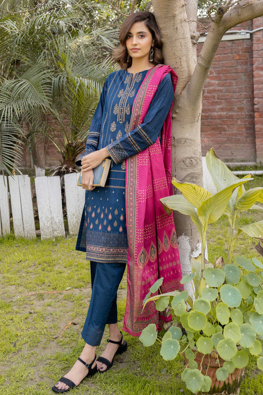 Unstitched 3 Piece Printed Gold Paste Lawn Suit with Printed Gold paste Dupatta