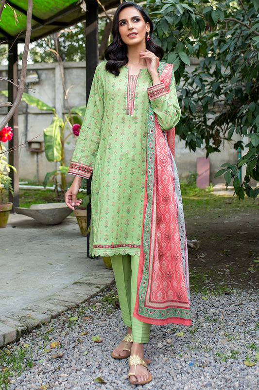 Unstitched 3 Piece Digital Printed Doria Lawn Suit with Printed Lawn Dupatta