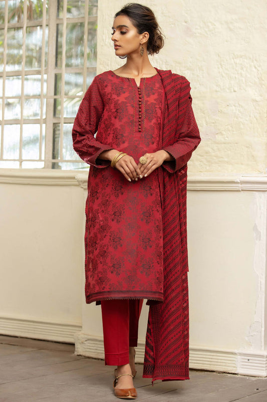 Unstitched 3 Piece Jacquard Suit with Jacquard Dupatta