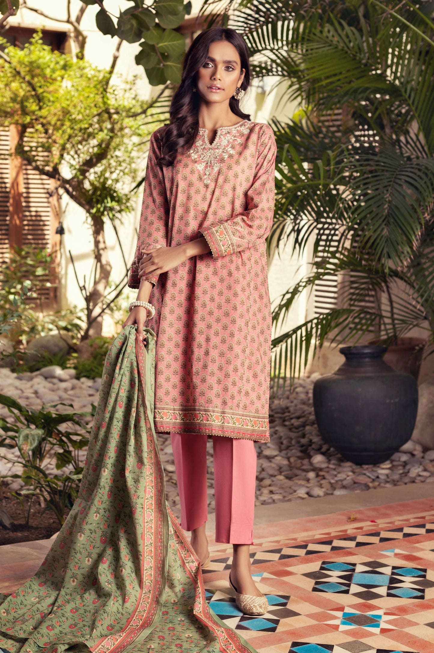 Unstitched 3 Piece Embroidered Lawn Suit with Lawn Dupatta
