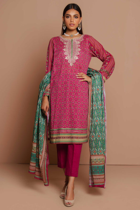 Unstitched 3 Piece Embroidered Lawn Suit