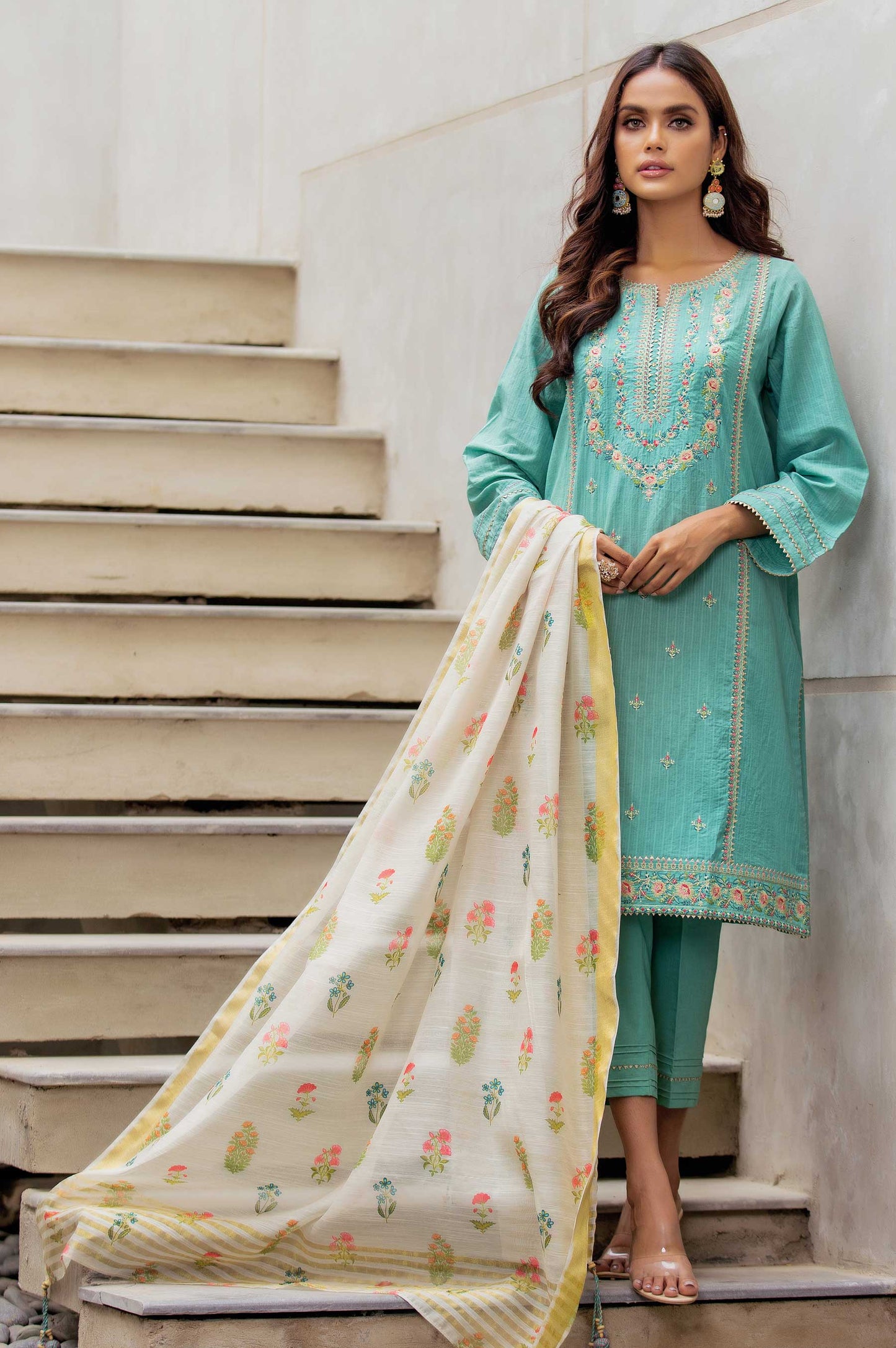 Unstitched 3 Piece Doria Lawn Suit with Slub Dupatta