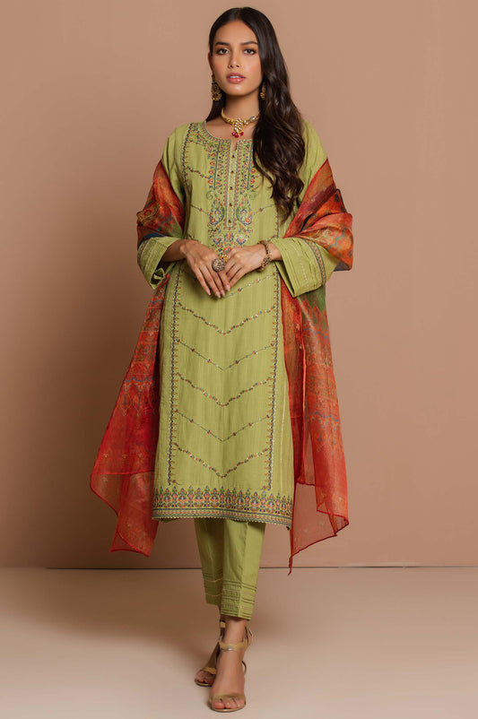 Unstitched 3 Piece Doria Lawn Suit with Polyester Mysuri Dupatta