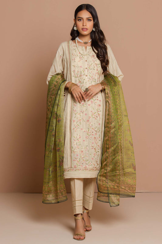 Unstitched 3 Piece Doria Lawn Suit with Polyester Mysuri Dupatta