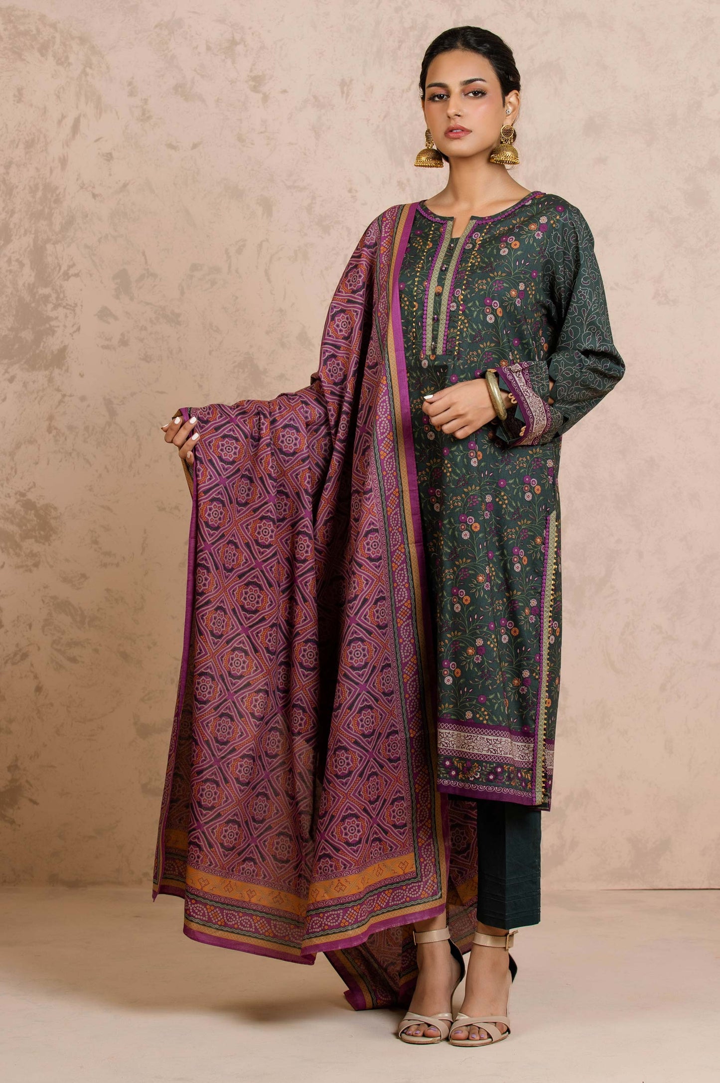 Unstitched 3 Piece Printed Cambric Suit