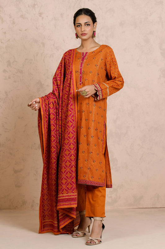 Unstitched 3 Piece Printed Cambric Suit
