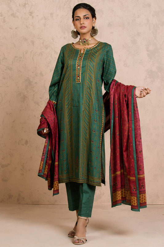 Unstitched 3 Piece Printed Cambric Suit