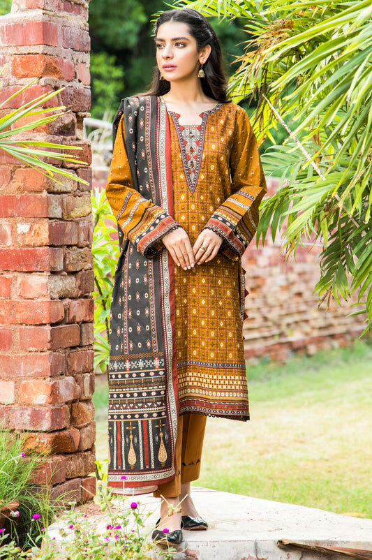Unstitched 3 Piece Printed Khaddar Suit