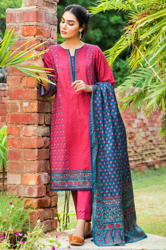Unstitched 3 Piece Printed Khaddar Suit