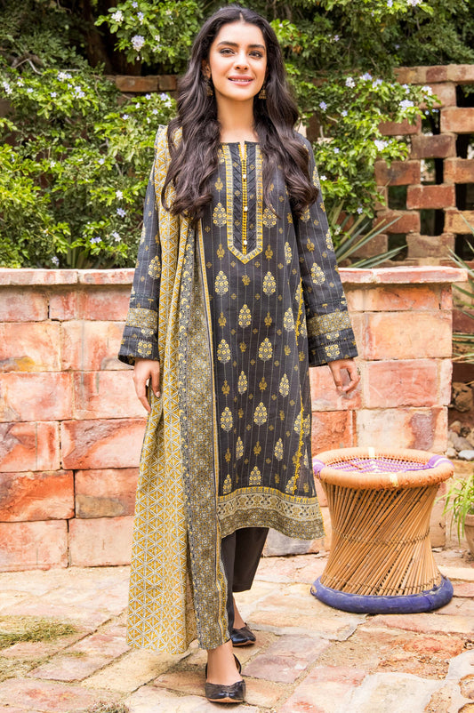 Unstitched 3 Piece Printed Khaddar Suit