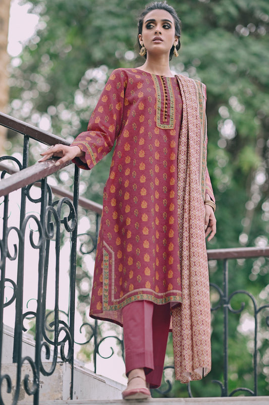 Unstitched 3 Piece Printed Cottel Suit