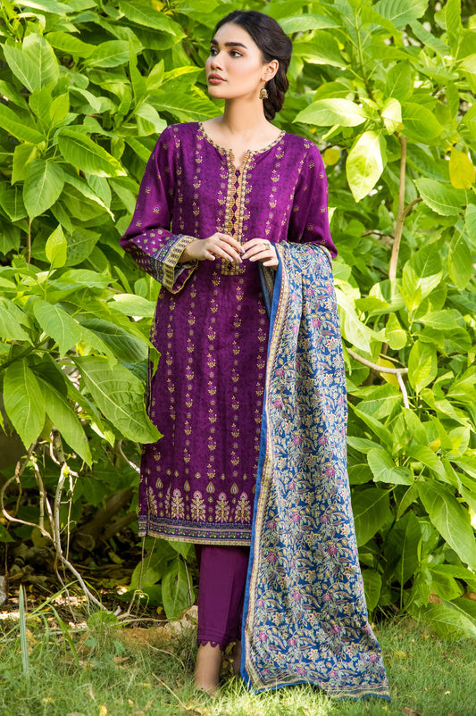 Unstitched 3 Piece Printed Cottel Suit