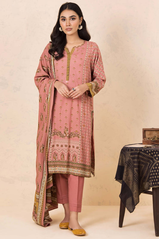 Unstitched 3 Piece Printed Linen Viscose Suit