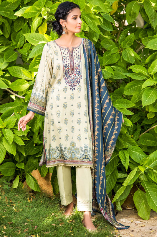 Unstitched 3 Piece Embroidered Linen Viscose Suit