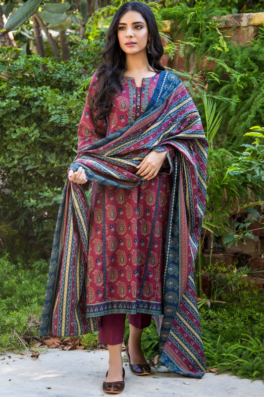 Unstitched 3 Piece Printed Doria Linen Viscose Suit