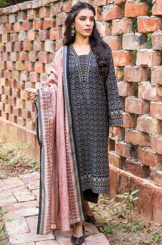 Unstitched 3 Piece Printed Doria Linen Viscose Suit