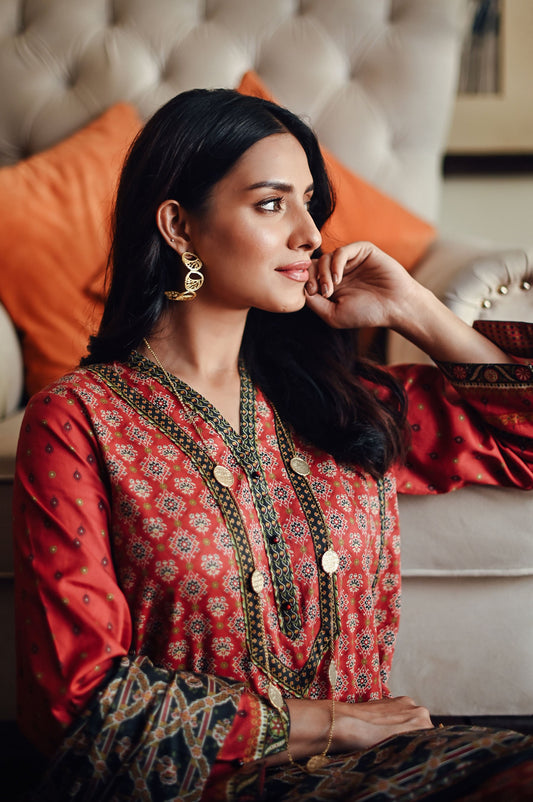 Unstitched 3 Piece Printed Doria Linen Viscose Suit