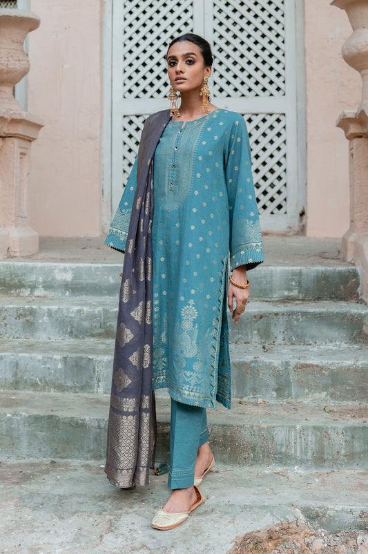 Unstitched 3 Piece Dyed Jacquard Suit