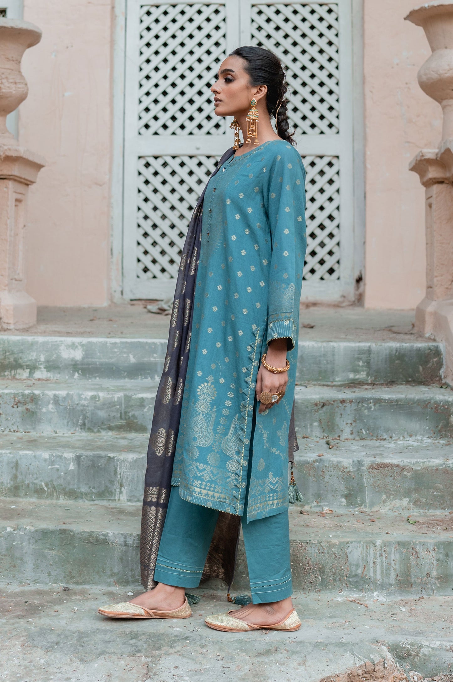 Stitched 3 Piece Jacquard Suit