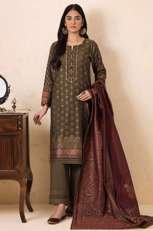 Unstitched 3 Piece Yarn Dyed Jacquard Suit