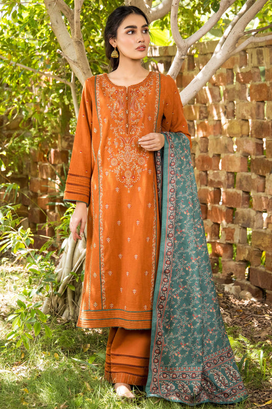 Unstitched 3 Piece Embroidered Khaddar with Viscose Shawl Suit