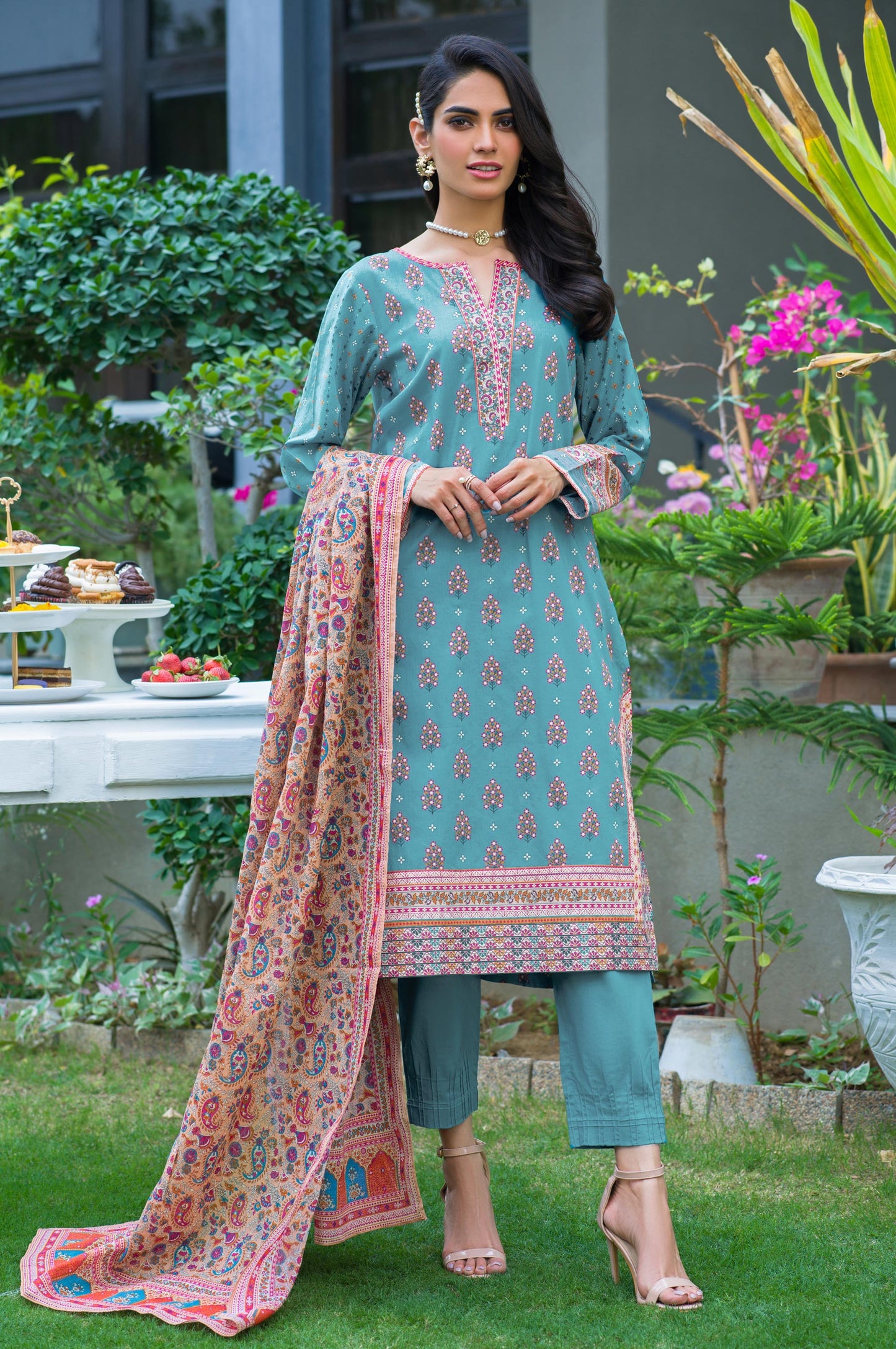 Unstitched 3 Piece Printed Lawn Suit