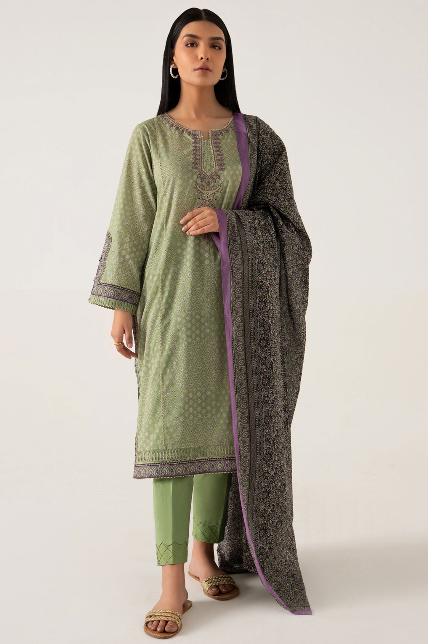 Stitched 3 Piece Embroidered Lawn Suit