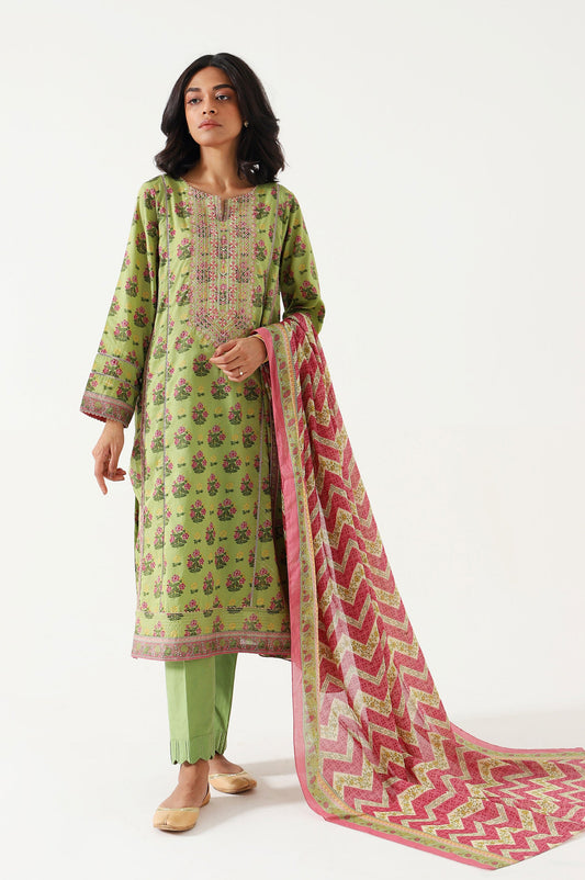 Unstitched 3 Piece Embroidered Lawn Suit