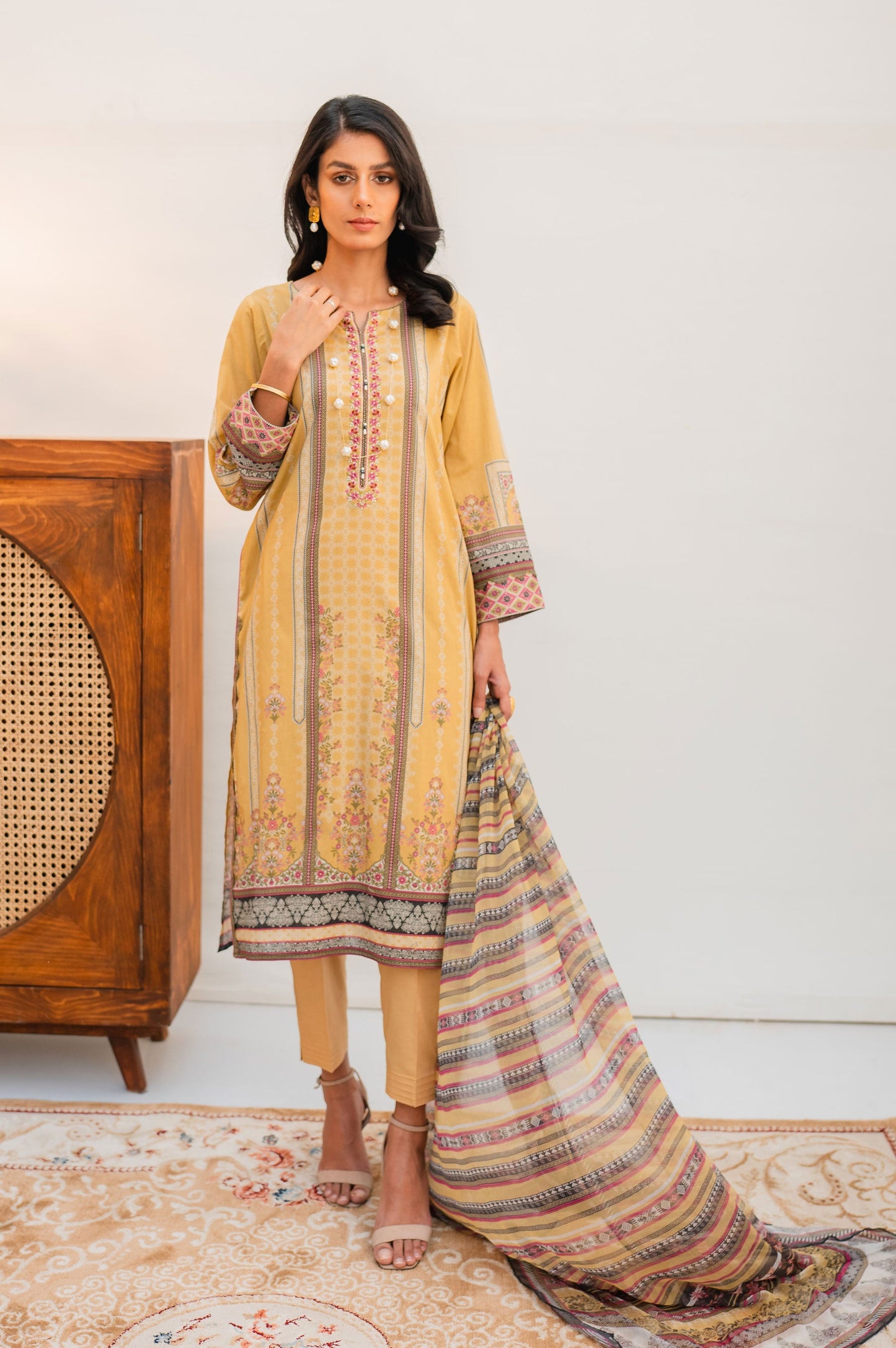 Unstitched 3 Piece Embroidered Lawn Suit