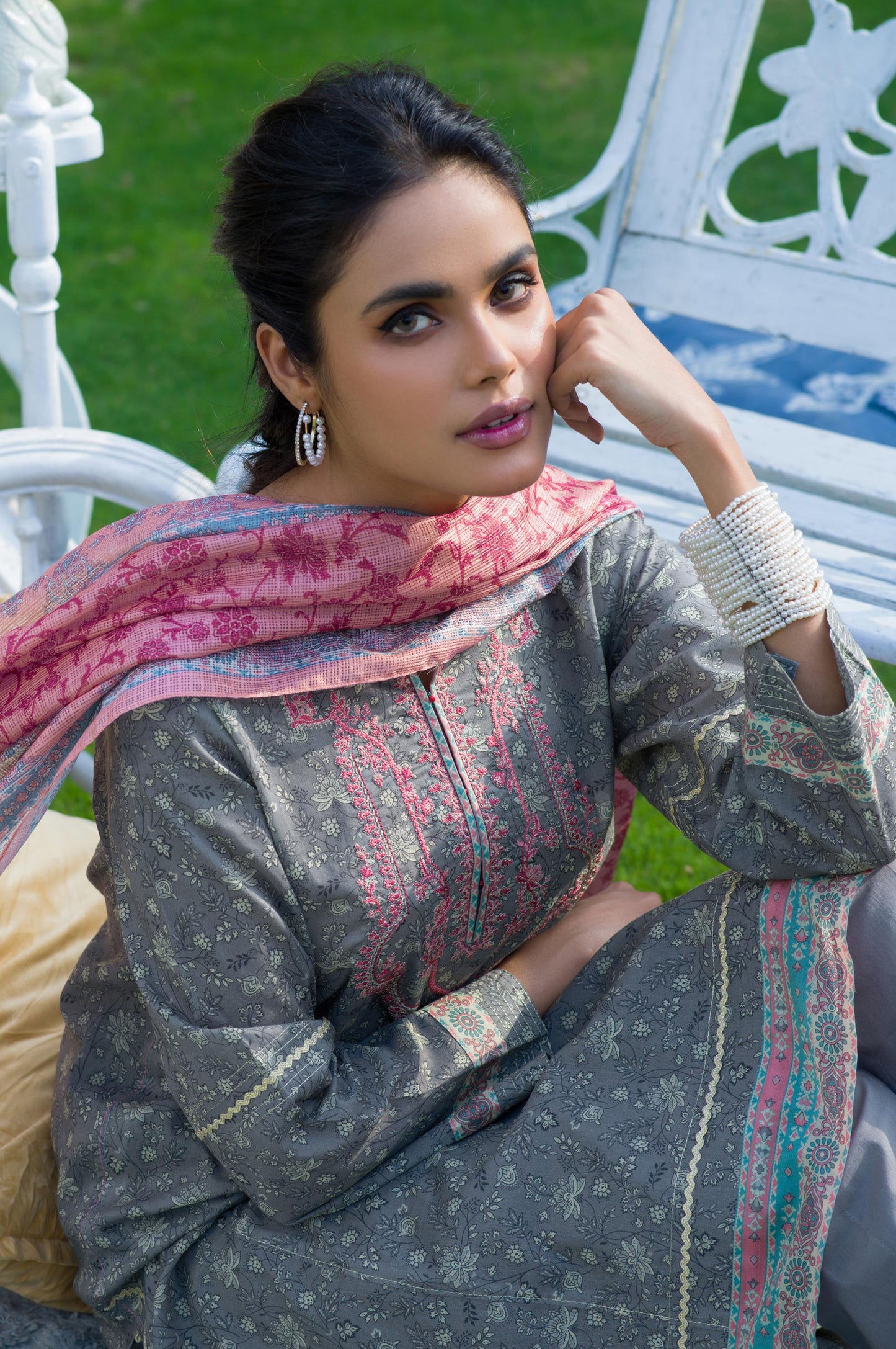 Stitched 3 Piece Embroidered Lawn with Kotta Cotton Suit