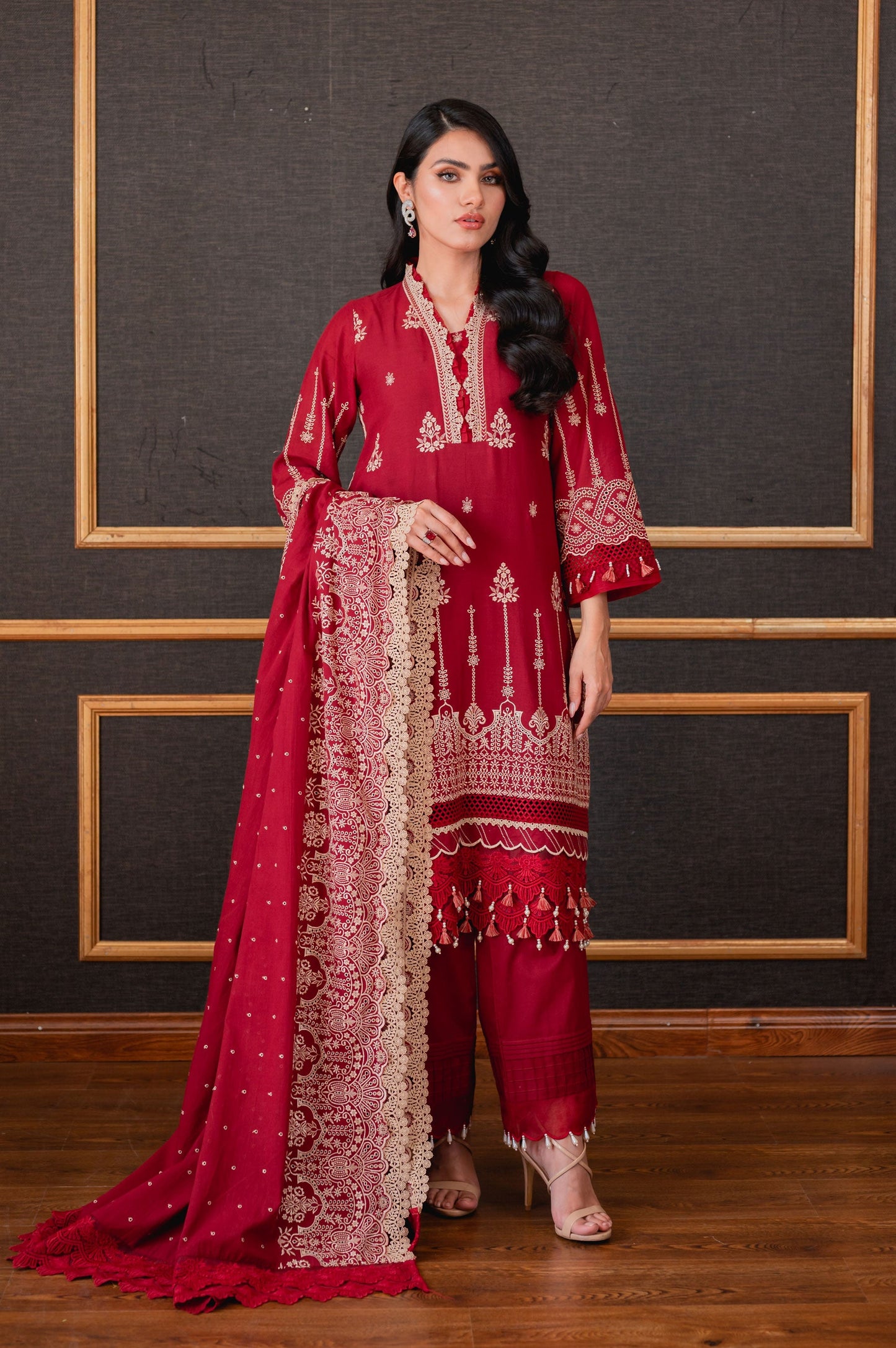 Unstitched 3 Piece Chikankari Lawn Suit