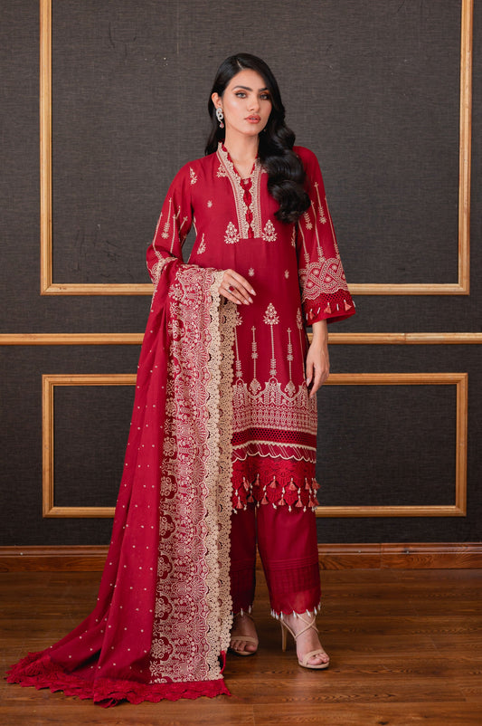 Unstitched 3 Piece Chikankari Lawn Suit