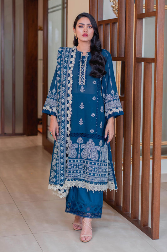 Unstitched 3 Piece Chikankari Lawn Suit