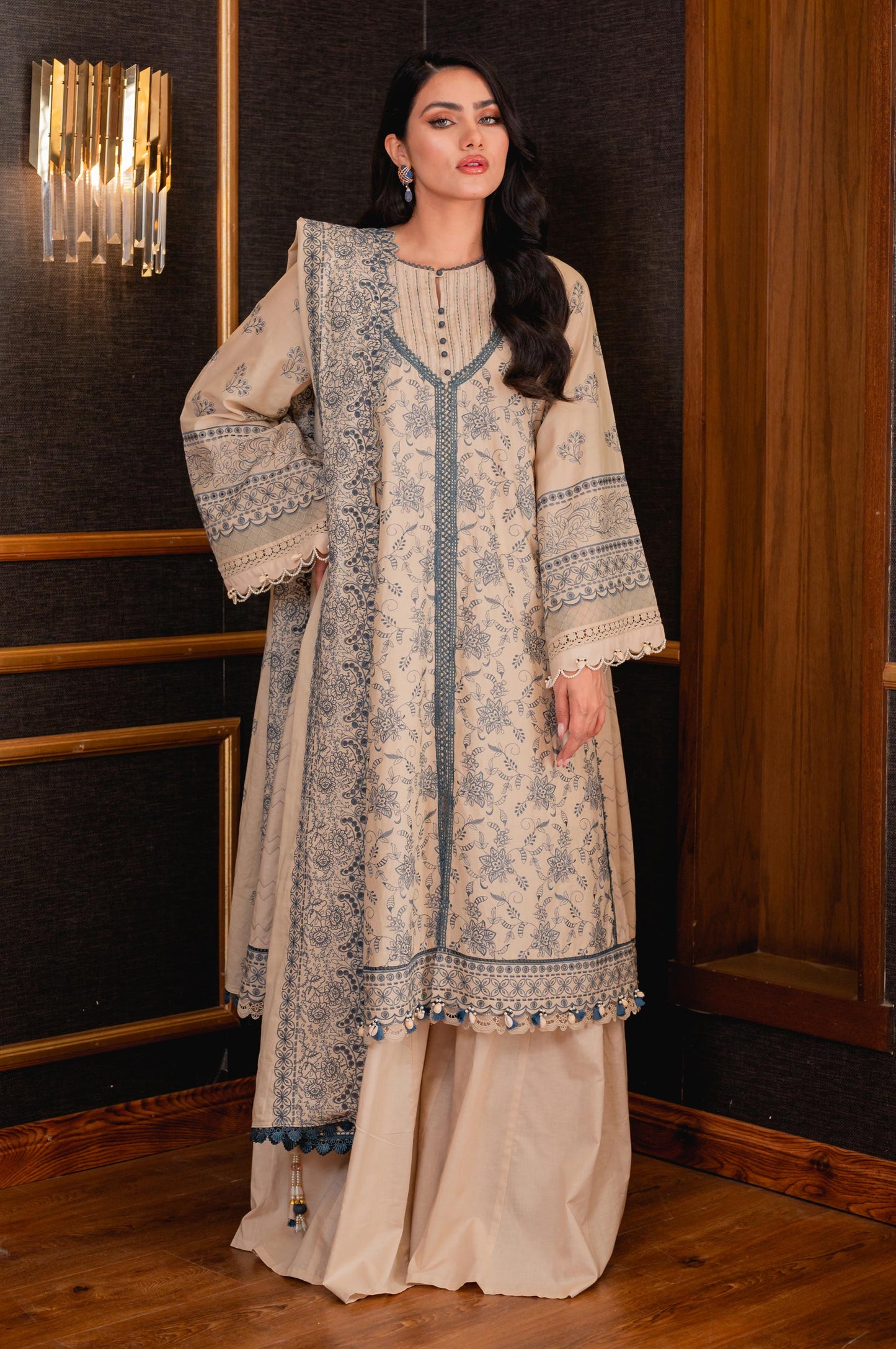 Unstitched 3 Piece Chikankari Lawn Suit
