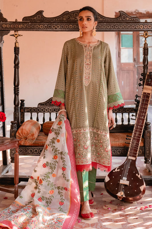 Unstitched 3 Piece Dyed Maysuri Jacquard Suit