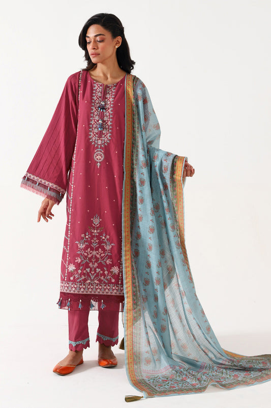 Unstitched 3 Piece Emroidered Doria Lawn Suit