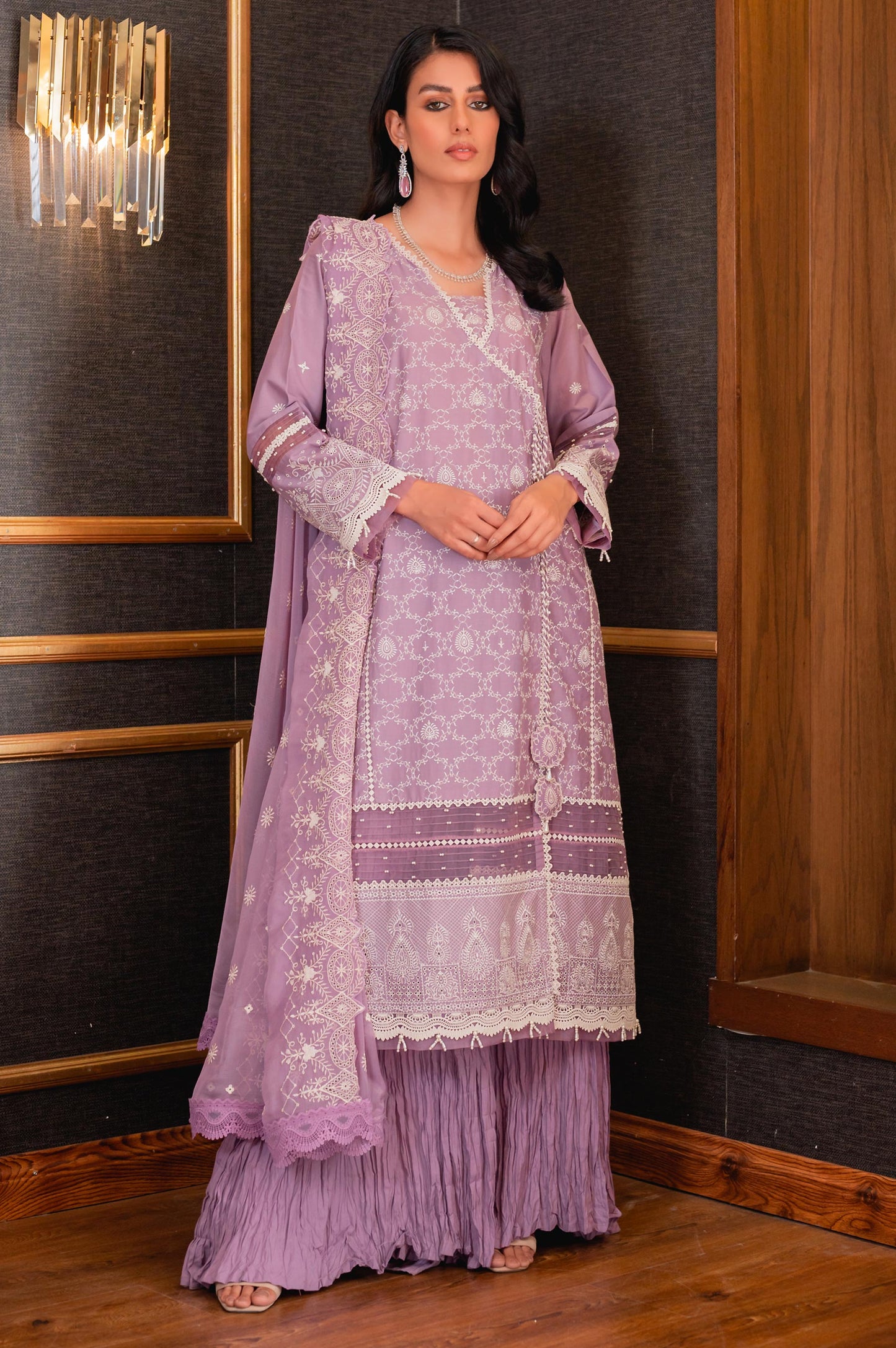Unstitched 3 Piece Chikankari Lawn Suit