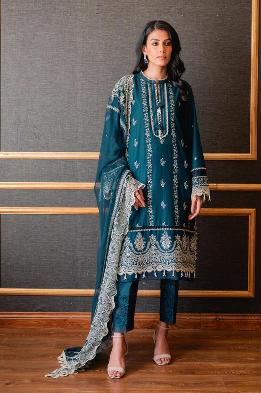 Unstitched 3 Piece Chikankari Lawn Suit