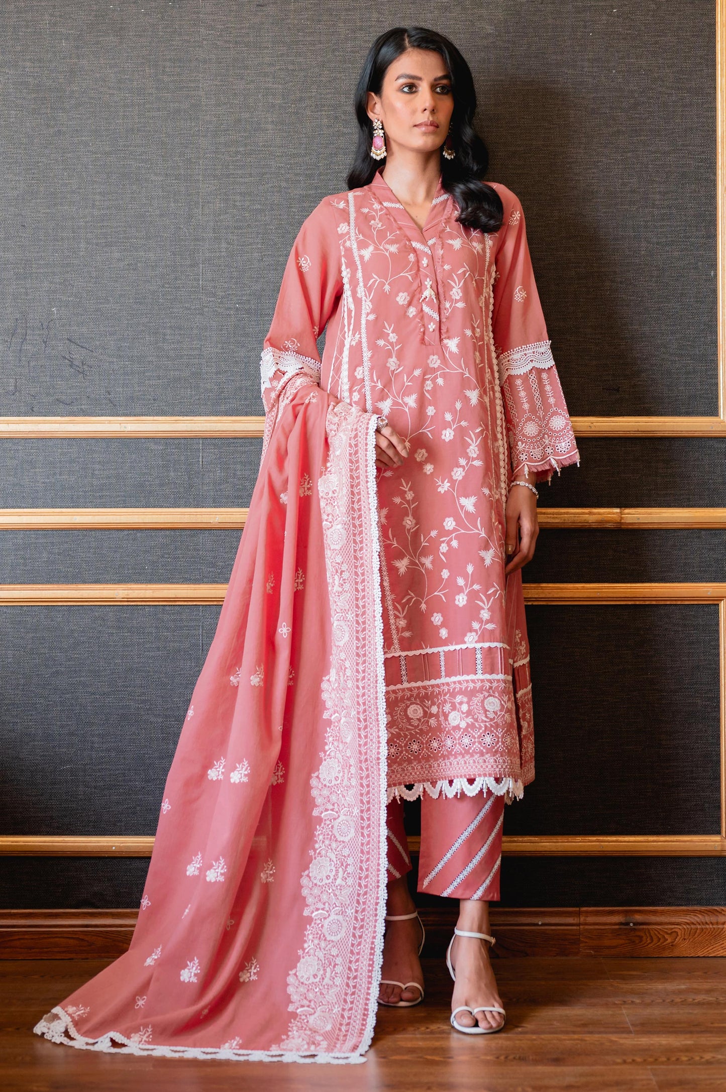 Unstitched 3 Piece Chikankari Lawn Suit
