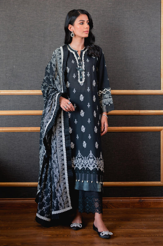 Unstitched 3 Piece Chikankari Lawn Suit