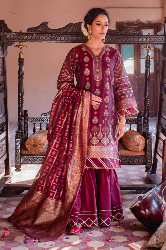 Unstitched 3 Piece Yarn Dyed Jacquard Suit