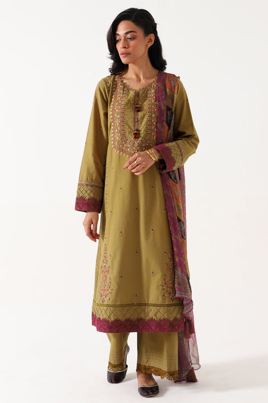 Unstitched 3 Piece Emroidered Cambric Suit